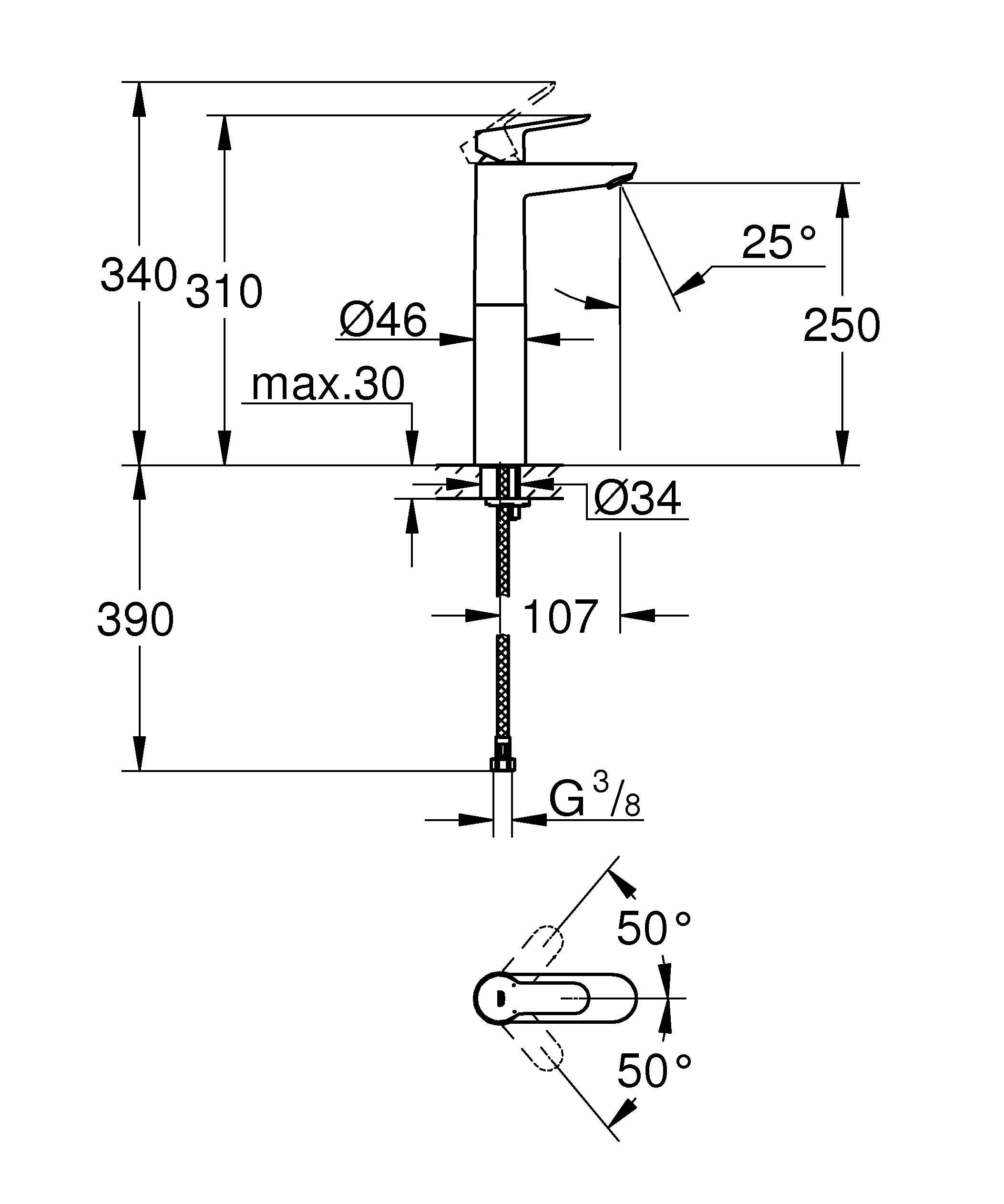 Смеситель для свободностоящей раковины GROHE BauEdge, XL-Size, хром (23761000) Смеситель для свободностоящей раковины GROHE BauEdge, XL-Size, хром (23761000)