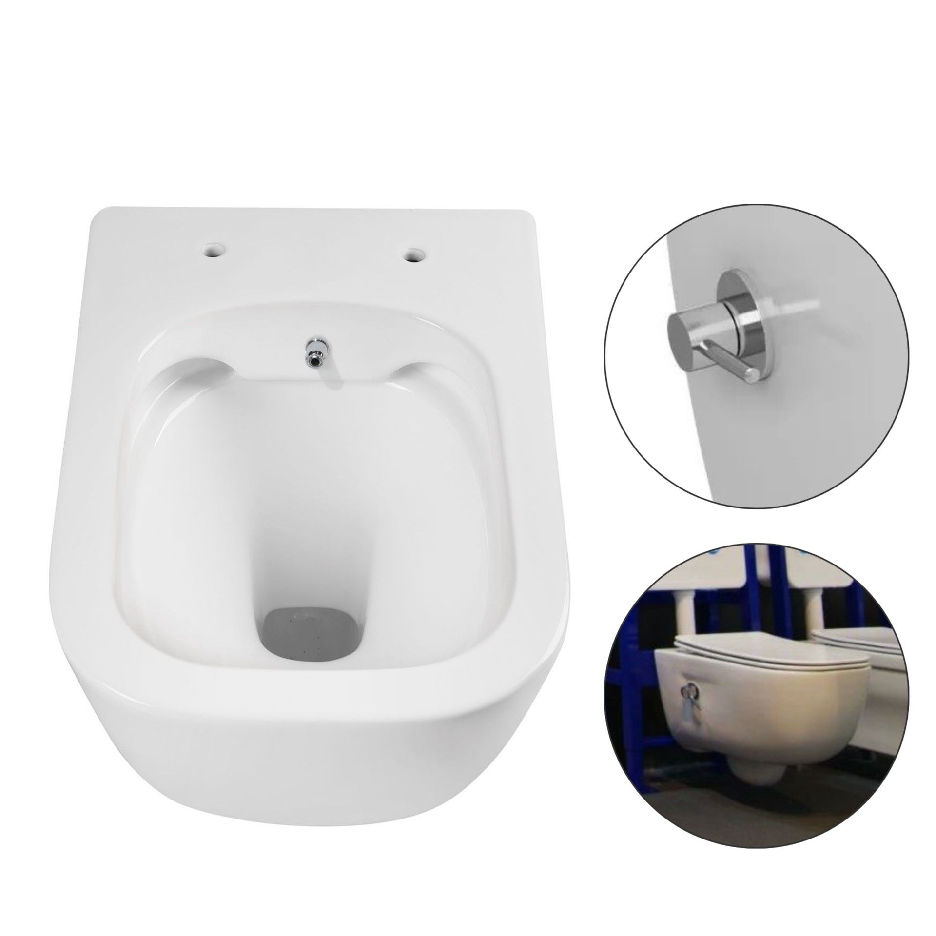 Унитаз подвесной с функцией биде безободковый фарфоровый AQUATEK ДИВА AQ2012B-00 510*350*360 мм, горизонтальный выпуск, тонкое сиденье из дюропласта с механизмом плавного закрывания, крепеж Унитаз подвесной с функцией биде безободковый фарфоровый AQUATEK ДИВА AQ2012B-00 510*350*360 мм, горизонтальный выпуск, тонкое сиденье из дюропласта с механизмом плавного закрывания, крепеж