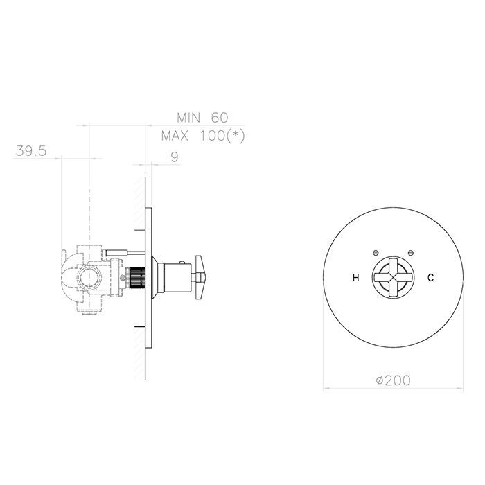 Nicolazzi Star Смеситель для встроенный, термостатический, цвет хром (без внутр части)