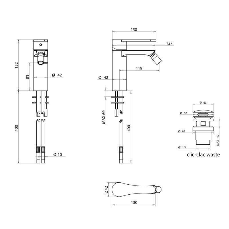 Bongio O'Clock Green Смеситель для биде, цвет белый матовый