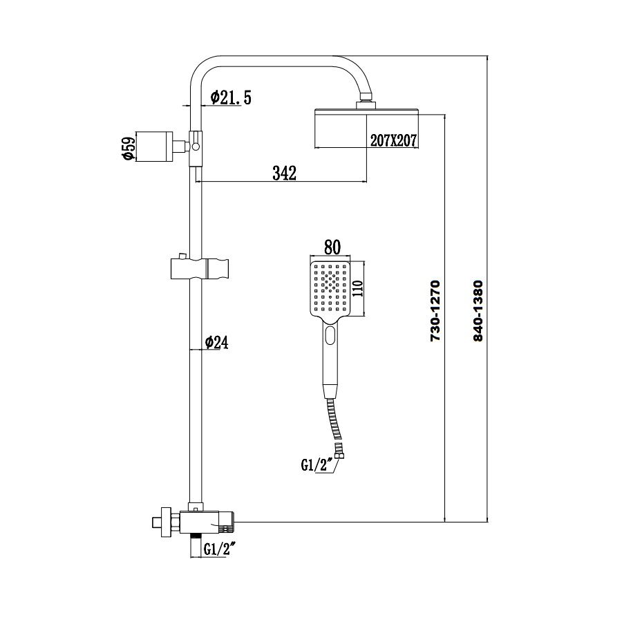 Душевая система Savol S-601144, хром, артикул S-601144