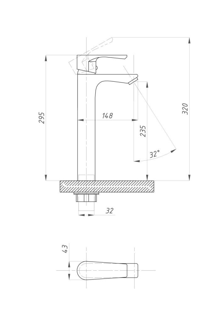 Смеситель для раковины ПСМ-ПРОФСАН PSM-100-6 ЭЛИТ высокий тип См-УмОЦБА, артикул PSM-100-6