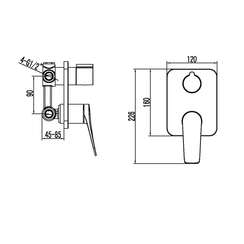 Смеситель Lemark Bronx для ванны и душа встраиваемый (LM3727GM), артикул LM3727GM