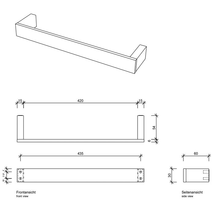 DECOR WALTHER CONTRACT CT HTE45 Полотенцедержатель 450 мм., цвет черный матовый DECOR WALTHER CONTRACT CT HTE45 Полотенцедержатель 450 мм., цвет черный матовый