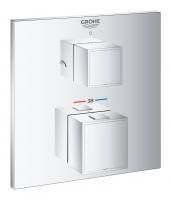 Термостатический смеситель для душа GROHE Grohtherm Cube с переключателем на 2 положения верхний/ручной душ, внешняя часть, хром (24154000) Термостатический смеситель для душа GROHE Grohtherm Cube с переключателем на 2 положения верхний/ручной душ, внешняя часть, хром (24154000)