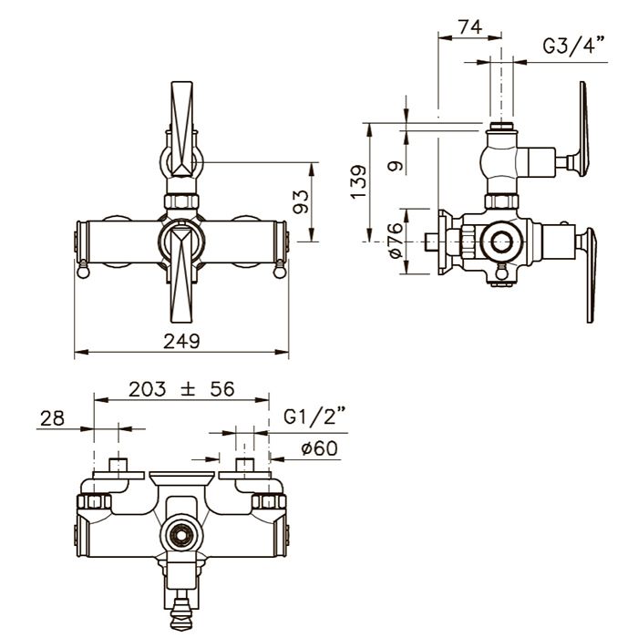 Nicolazzi Termostatico Термостатический сместиль для душа, цвет: бронза, ручки El Capitan