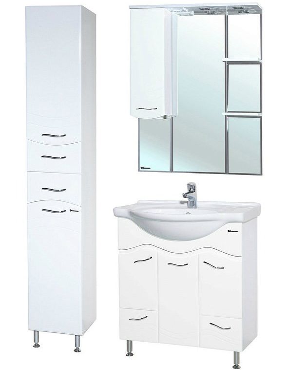 Зеркало со шкафом Bellezza Мари 85 L 4612914002016 с подсветкой Белое