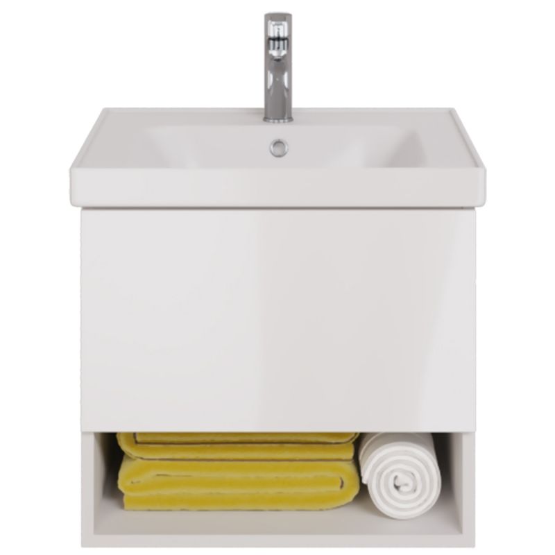 PERFECTO Тумба 60 см подвес. 1 ящ., push-to-open, белый глянец