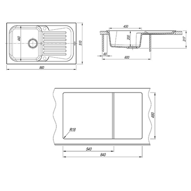Кухонная мойка Florentina АРОНА 20.225.D0860.307, серый шёлк, артикул 20.225.D0860.307