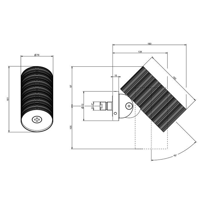 GESSI 316 TRAME Верхний душ Ø79 мм., с настенным креплением, распыление, цвет Steel Brushed