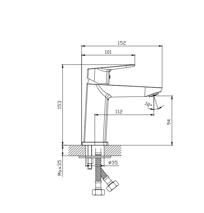 Смеситель для раковины DQ Hamburg хром (DA1742101), артикул DA1742101