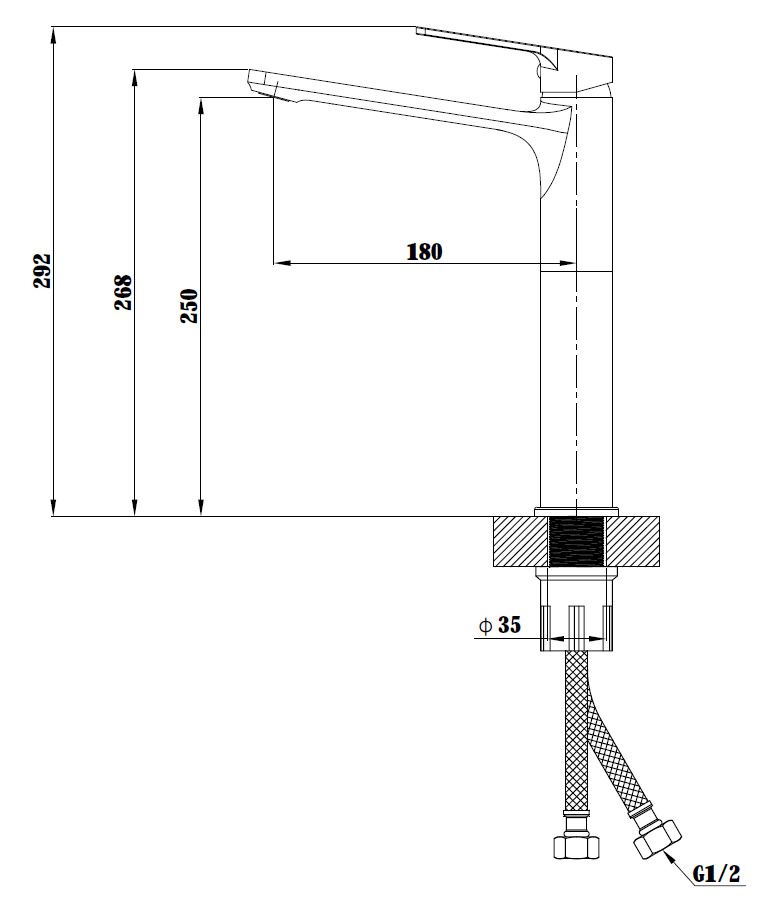 Смеситель Saint-Petersburg для раковины, высокий,  без донного клапана, артикул: SPb 25
