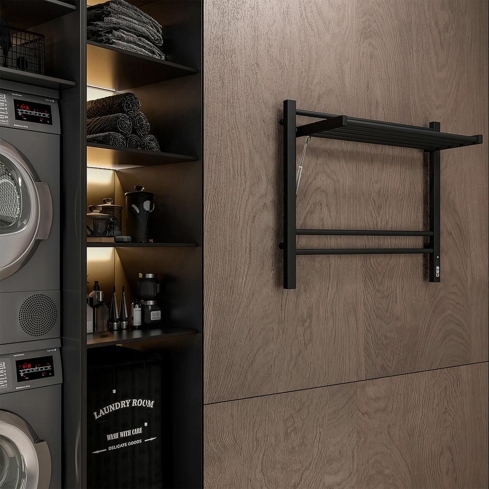 Полотенцесушитель электрический с полкой Terminus Горизонт П8 60х60 КС, черный муар, артикул 4670078543523