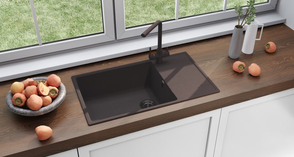 Кухонная мойка Ulgran Quartz Prima 860-06, трюфель, артикул Prima 860-06