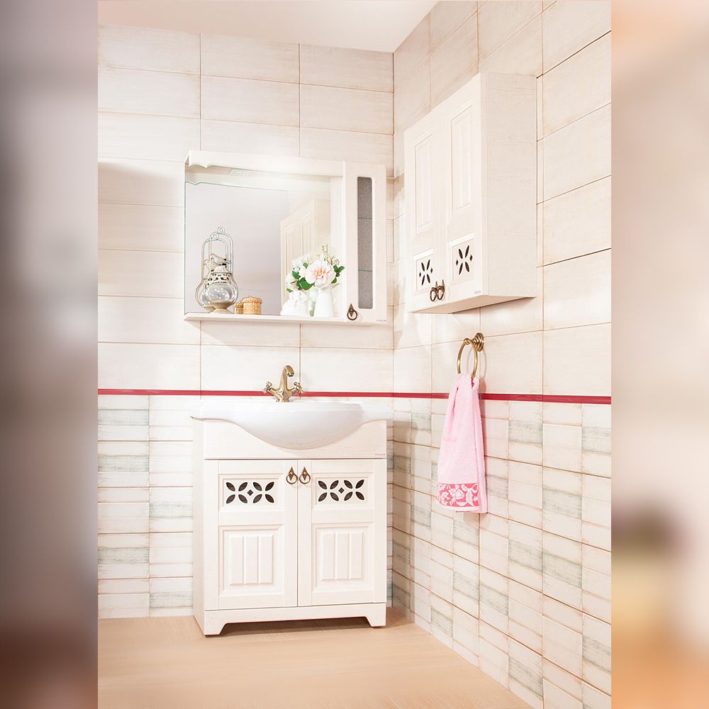 Зеркало со шкафчиком Бриклаер КАНТРИ 85S, бежевый дуб прованс, артикул КАНТРИ 85S