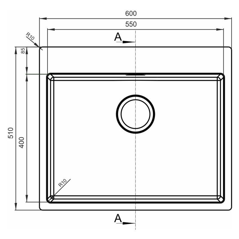 Кухонная мойка Florentina ЛОГИКА-НМ LHM.600.510.B.10.S.10, нержавеющая сталь, артикул LHM.600.510.B.10.S.10