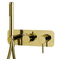 Fima Carlo Frattini Spillo Up Смеситель для душа, встраиваемый, с переключателем на 2 источника, с ручным душем, цвет: золото