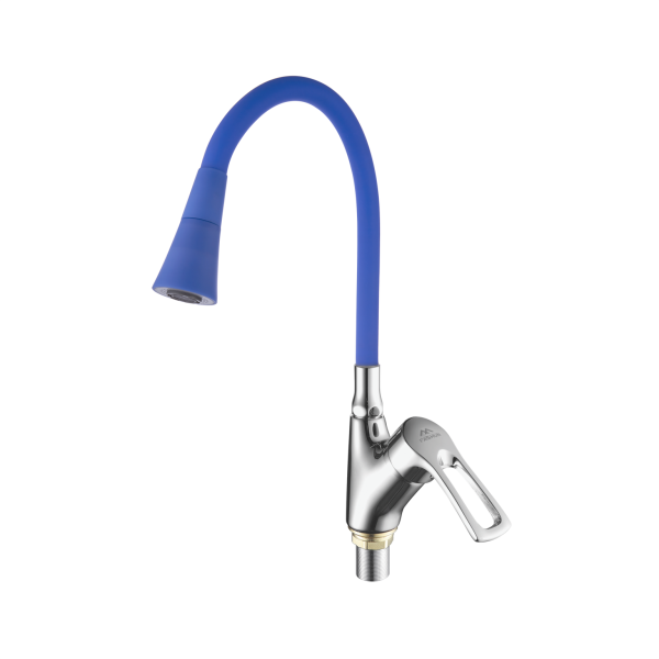 Смеситель для кухни с гибким изливом FASHUN A4466+A7351, хром/синий