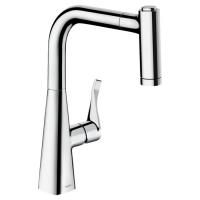 Смеситель для кухни, Hansgrohe, Metris M71, тип открывания воды-однорычажный, тип регулирования воды-керамический картридж, отверстия для монтажа-1, высота, мм-332, вынос излива, мм-210, тип излива-выдвижной с вытяжным душем, поворотный, 2 режима струи-ла Смеситель для кухни, Hansgrohe, Metris M71, тип открывания воды-однорычажный, тип регулирования воды-керамический картридж, отверстия для монтажа-1, высота, мм-332, вынос излива, мм-210, тип излива-выдвижной с вытяжным душем, поворотный, 2 режима струи-ла