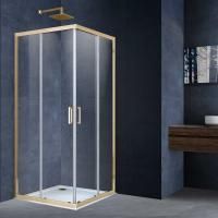 Душевой уголок Alpha VSS-3AL900CLG, 900*900, брашированное золото, стекло прозрачное