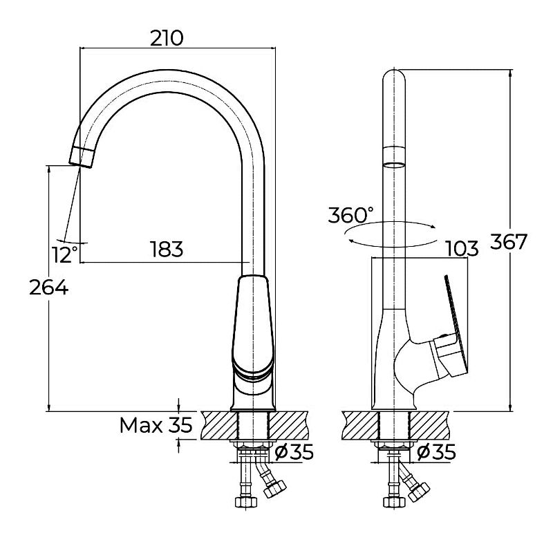 Смеситель для кухни Knotlor KN-11, хром, артикул KN-11