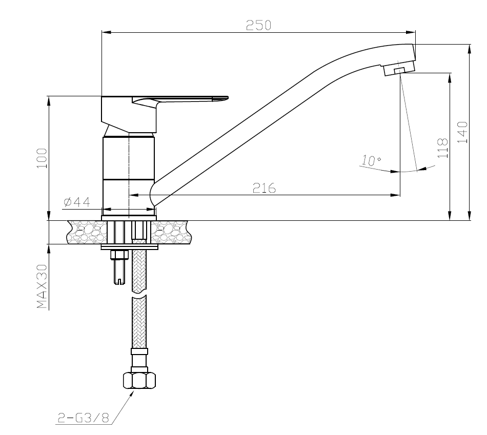 Смеситель для кухни VODA Snow KITCHEN SW 05 k