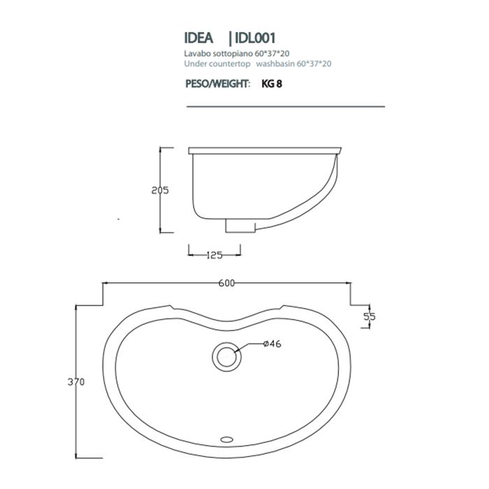 Artceram WASHBASINS IDEA  Раковина встраиваемая снизу 60Х37 см, без отв под смеситель,  без крепежа ACA001, цвет белый. Artceram WASHBASINS IDEA  Раковина встраиваемая снизу 60Х37 см, без отв под смеситель,  без крепежа ACA001, цвет белый.