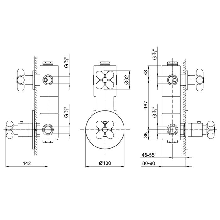 Fantini I Balocchi Встраиваемый термостат для душа на 1 источник, 3/4", (наружняя часть), цвет: белый матовый