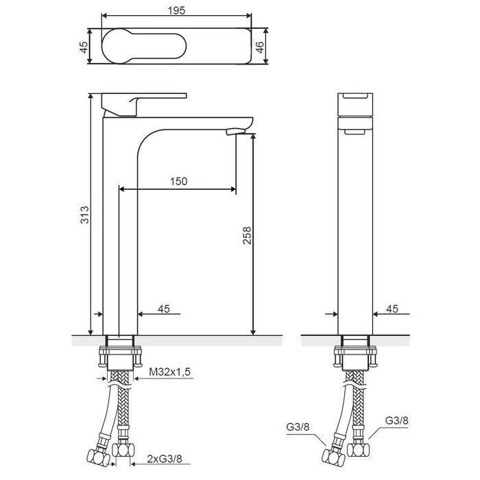 Смеситель для умывальника EXCELLENT Oxalia AREX.9002CR (хром)