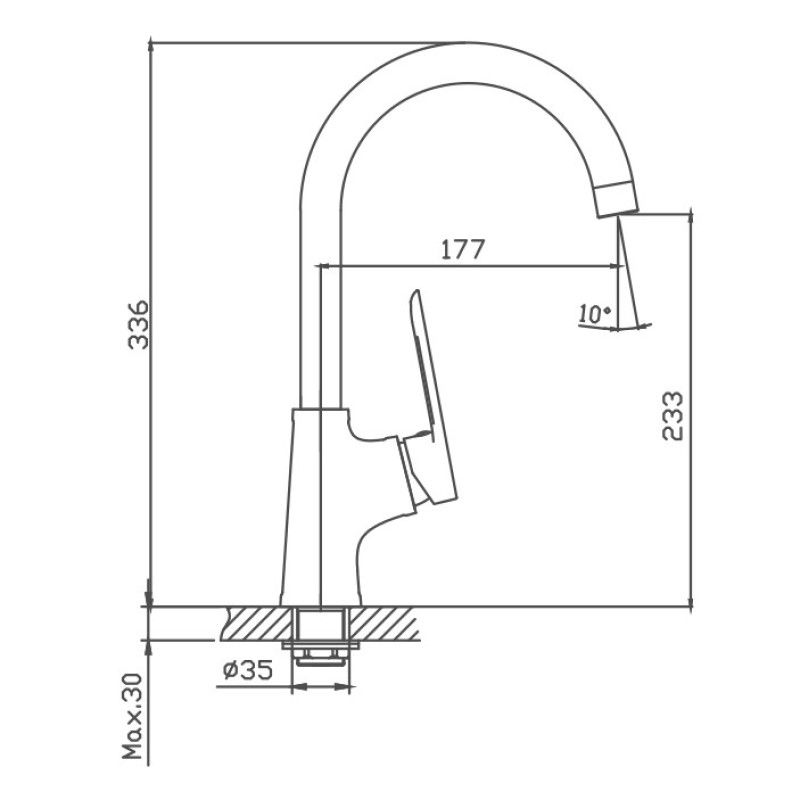 Смеситель для кухни Cron CN70521, хром