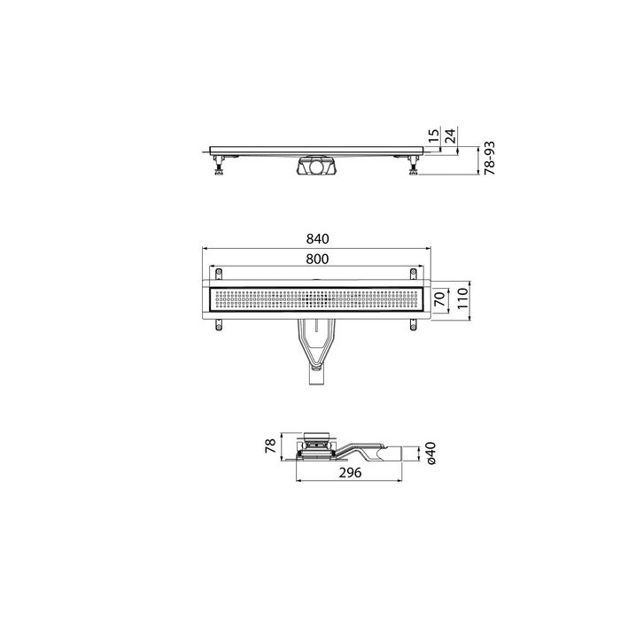 Лоток душевой, сифон 360, комбинированный затвор, перфорированная решетка, 800мм, хром, IDDIS, 975B8SB20DZ, артикул 975B8SB20DZ
