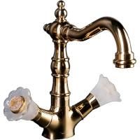 Смеситель для умывальника высокий, Camelia золото_Комплект