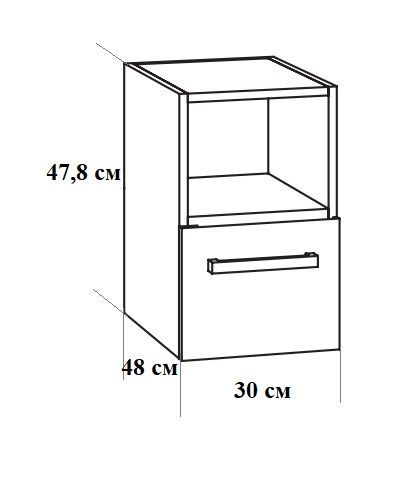 Marlin 3160motion, боковой шкаф под рак. 30х48см (1 верхняя полка и 1 ящик) для тумбы WNWUG92DR, цвет включая полку каштан графитовый, артикул MNWUEA30TD(449/490/491)