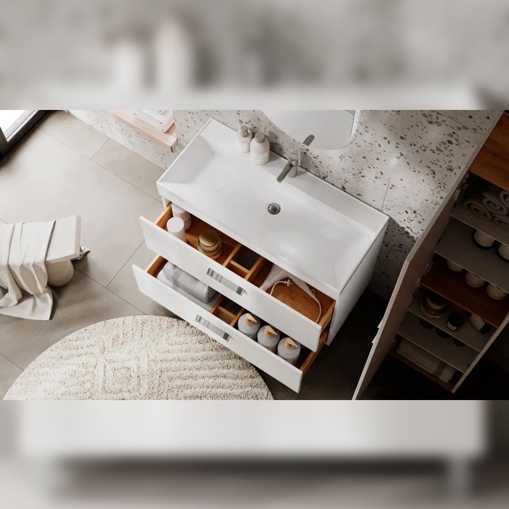 Тумба с раковиной напольная Velvex Orlando tn.ORL.CLA.100.2Y белый матовый, 100 см, артикул tn-ORL-CLA-100-2Y белый матовый-com