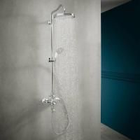 AX Montreux Душевая стойка с термостатом, верхним душем Ø240мм, 1jet, шлангом,  ручным душем, цвет: хром AX Montreux Душевая стойка с термостатом, верхним душем Ø240мм, 1jet, шлангом,  ручным душем, цвет: хром