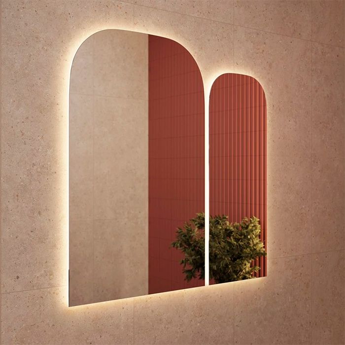 Зеркало VETRATA R 400х1035 мм, сенсор со сменой цвета подсветки и антизапотевание, белое