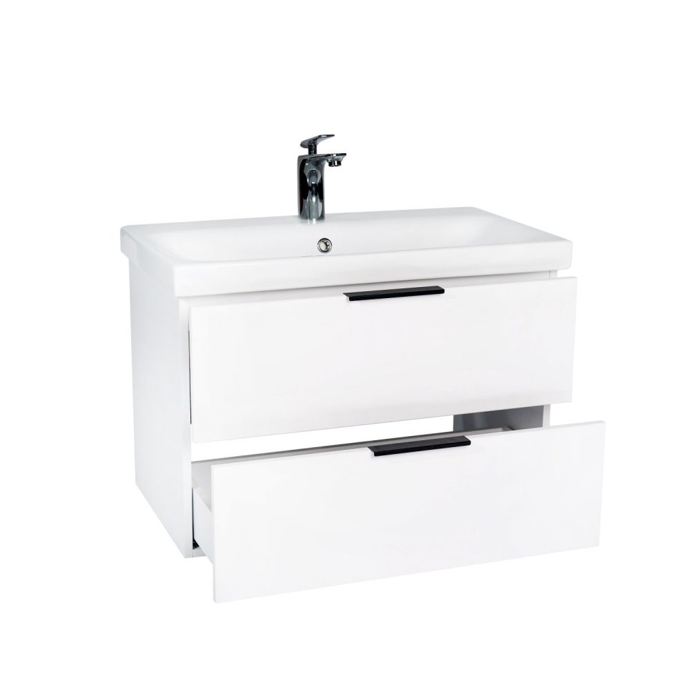 Тумба VIANT "Берлин" 2 ящика подвесная белая 441х766х520 под раковину .S-UM-MOD80/1 (MODUO 80) (VBER80MDBEL-T2YP), артикул VBER80MDBEL-T2YP