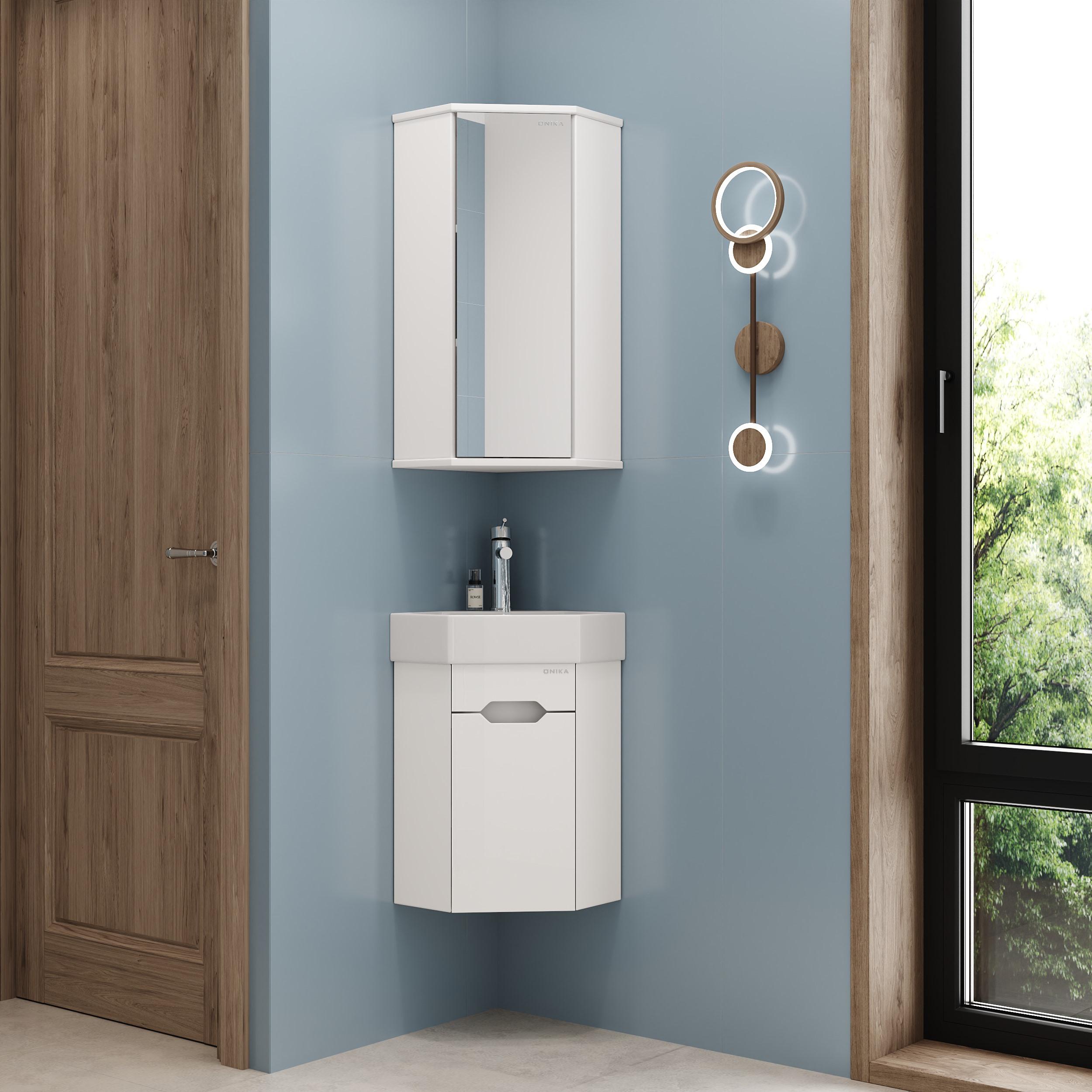 Тумба Onika Айленд 35 подвесная, белая, угловая (ум. Line)