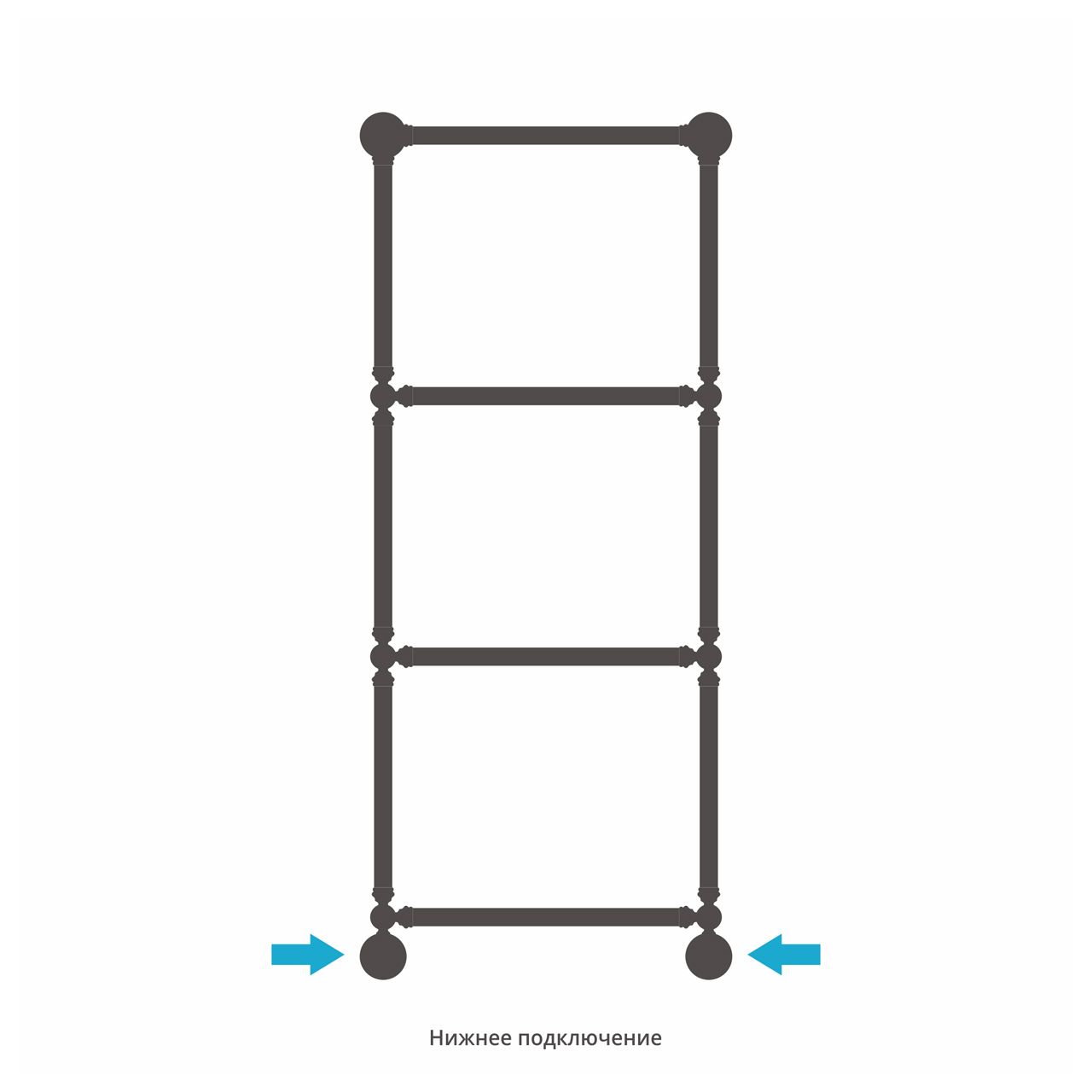 Полотенцесушитель водяной "Ренессанс 1304" 1260х500 (Состаренная БРОНЗА)