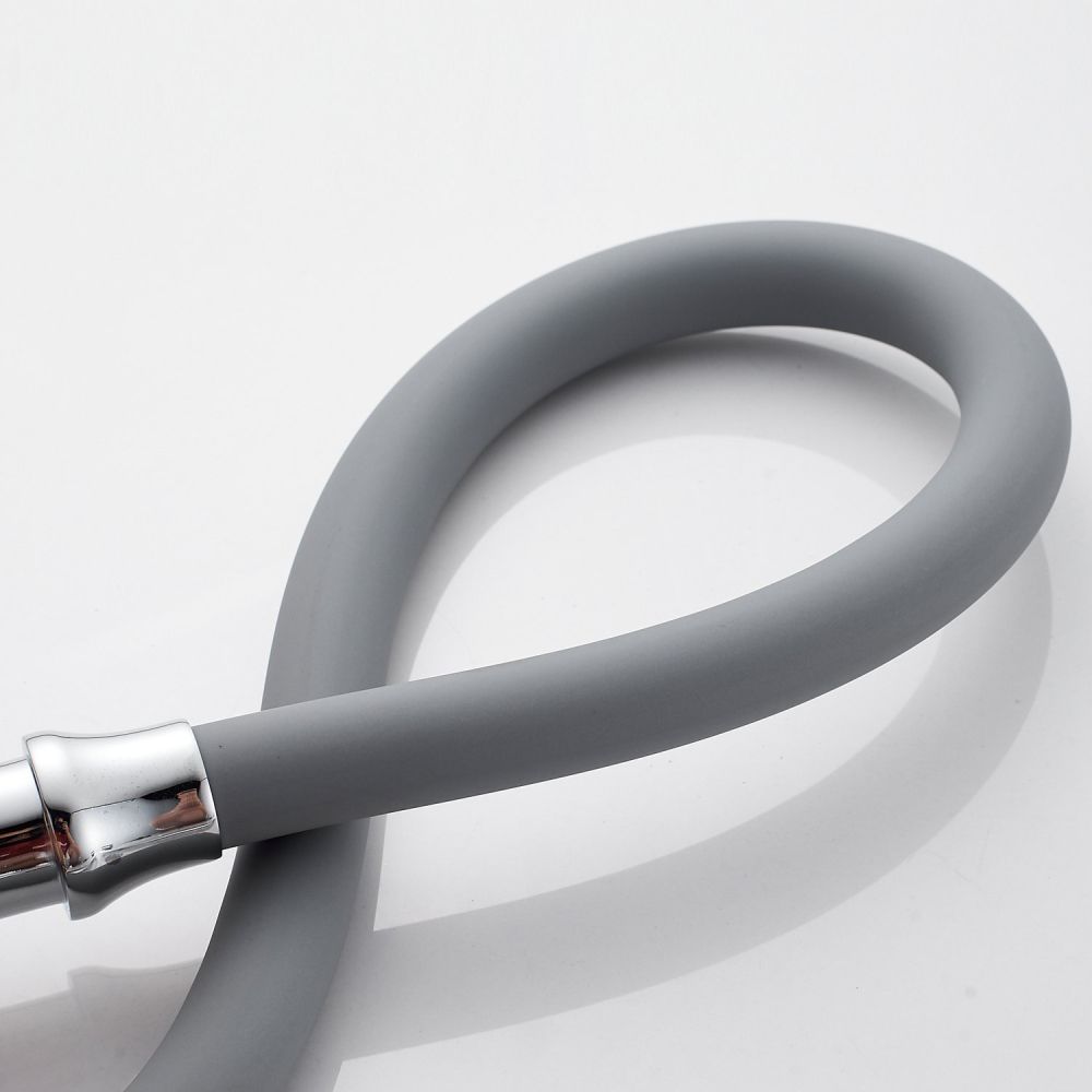 Смеситель для кухни с гибким изливом Shevanik S743-9, хром/серый