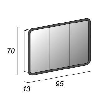 Зеркальный шкаф с тремя распашными дверьми с LED подсветкой дверей CEZARES 84216
