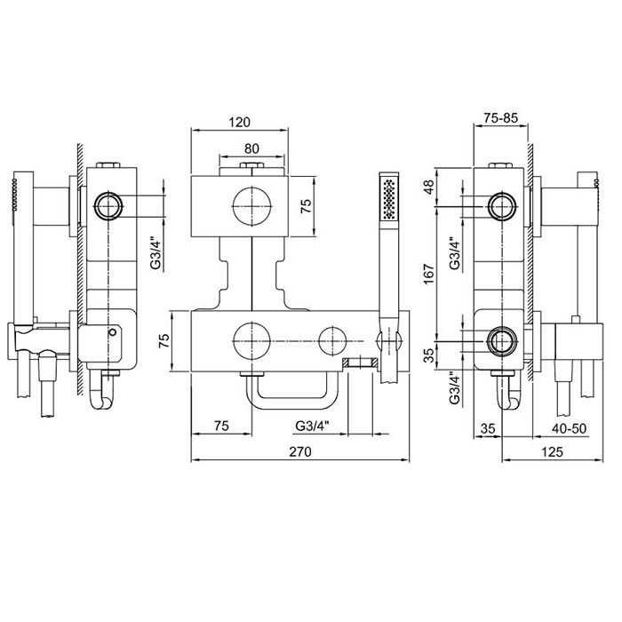 Fantini Milano Встраиваемый термостат для душа на 2 источника, 3/4'', (наружняя часть), цвет: хром