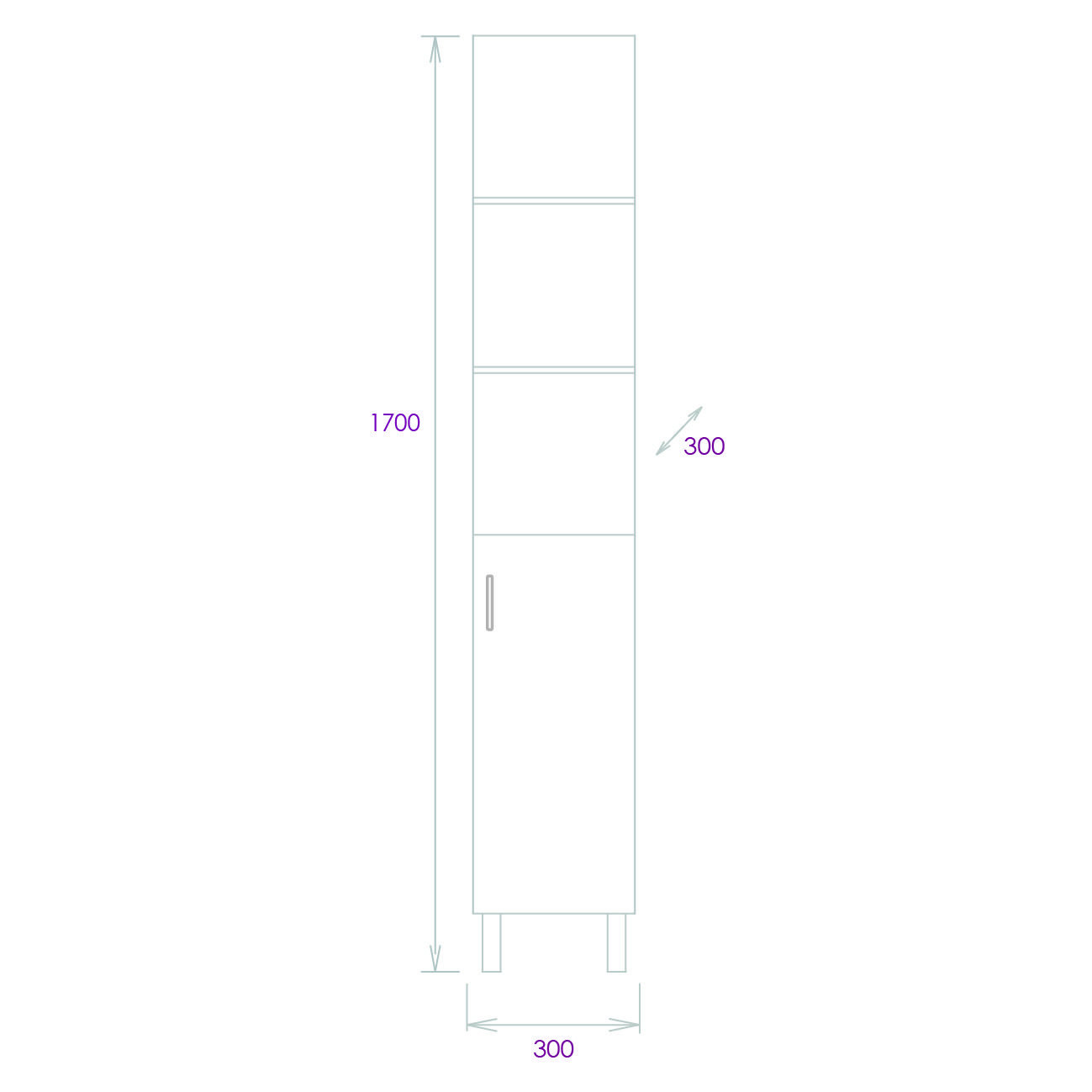 Пенал Onika Тимбер 30 напольный, белый мат./дуб сонома, правый