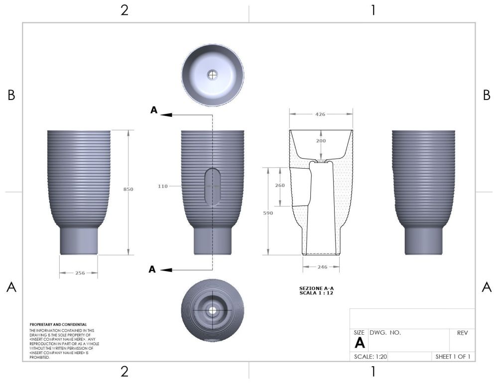 Disegno ceramica Loom, напольная раковина, чаша 42,6хh85 см, цвет turtle, артикул LO08542054