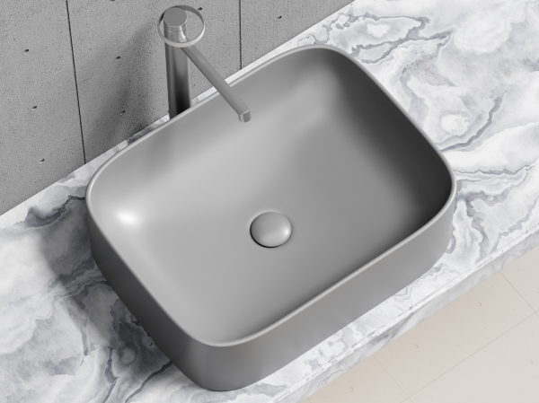 Умывальник чаша накладная прямоугольная (цвет Антрацит Матовый) Элемент (Element) 505x380x150мм