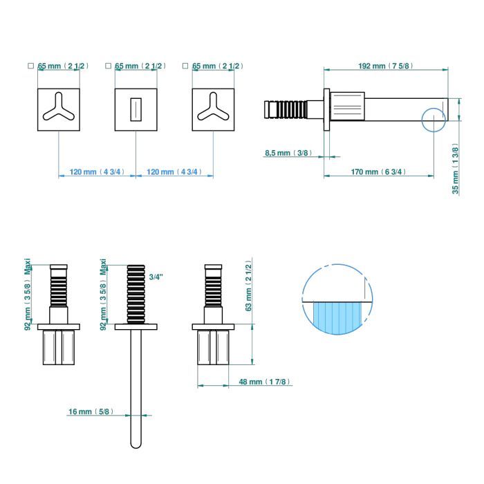 THG ICON-X METAL Смеситель для раковины настенный, на 3 отверстия, внешняя часть, цвет полированное золото