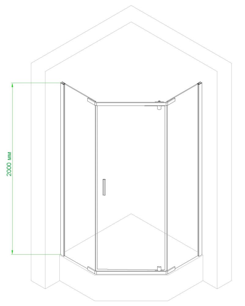 Душевой уголок Royal Bath RB 100TR-C-CH  100х100х200 (матовое), артикул RB100TR-C-CH