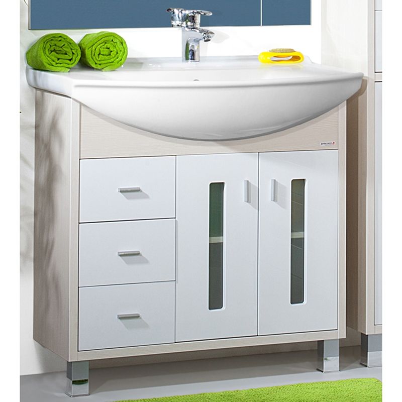 Тумба под раковину Бриклаер Бали 85 Венге/Белый глянец