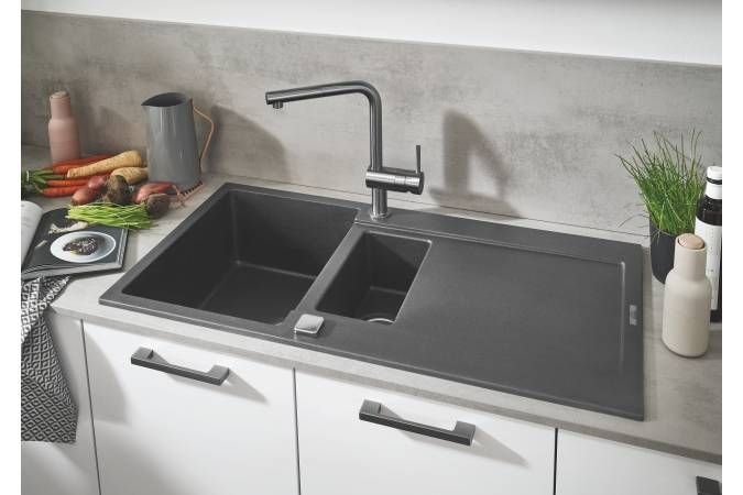 Мойка GROHE K500 с 1,5 чашей, 1000 x 500 мм, серый гранит (31646AT0) Мойка GROHE K500 с 1,5 чашей, 1000 x 500 мм, серый гранит (31646AT0)