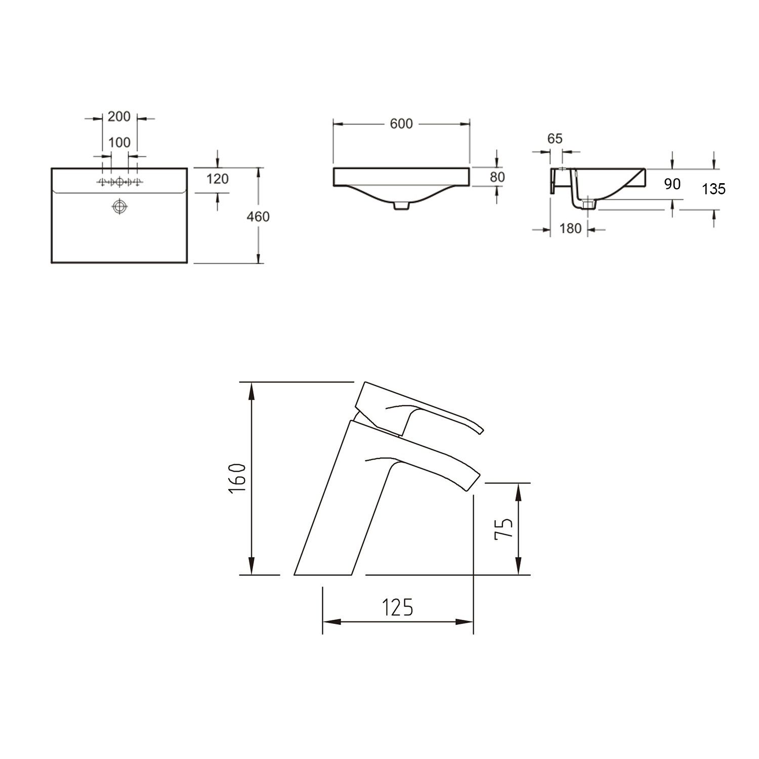 Комплект 2 в 1 Lavinia Boho Bathroom Sink 21510319, врезная фарфоровая раковина 60 см, смеситель